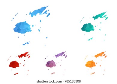 Variety color polygon map on white background of map of Fiji symbol for your web site design map logo, app, ui, Travel vector eps10, concept Illustration.