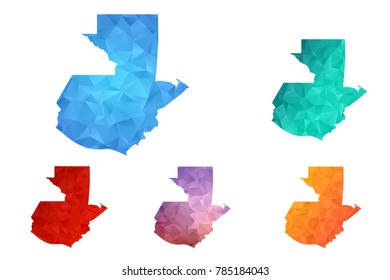 Variety color polygon map on white background of map of guatemala symbol for your web site design map logo, app, ui, Travel vector eps10, concept Illustration.