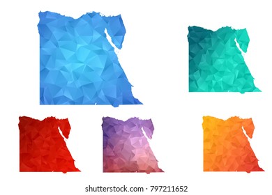 Variety color polygon map on white background of map of Egypt symbol for your web site design map logo, app, ui, Travel vector eps10, concept Illustration.