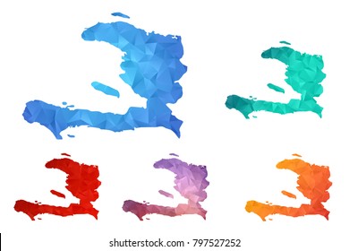 Variety color polygon map on white background of map of haiti symbol for your web site design map logo, app, ui, Travel vector eps10, concept Illustration.