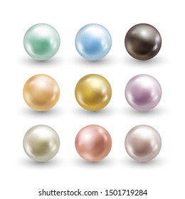 Variety color of spherical pearls for your decoration