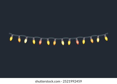 Variedad de bombillas de colores en cuerdas de luz de fondo editable de Navidad
