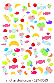 variety of colorful candies and sweets background