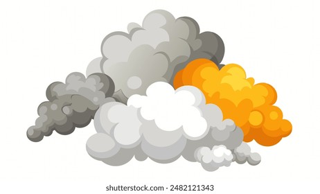 A variety of colorful clouds against a white backdrop