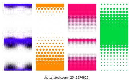 variety of colorful dot pattern banners in different shapes