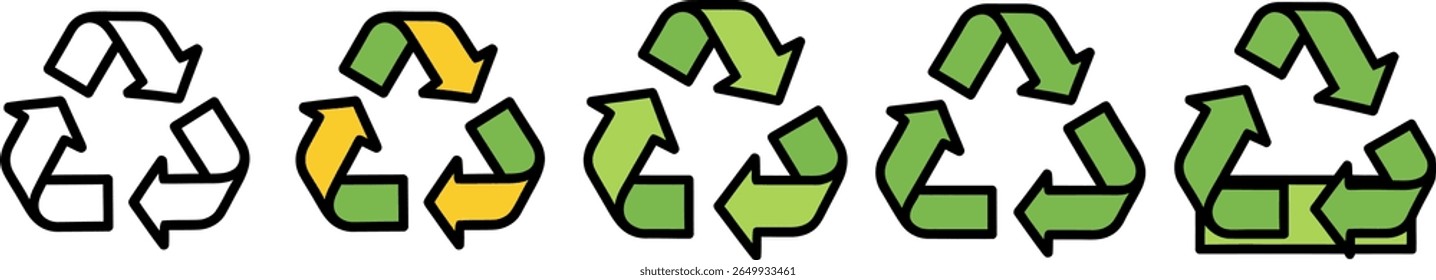Variety of Colorful vector Recycling Symbol Illustrations