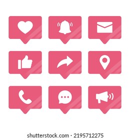 A variety of community page icons, including likes, shares, notifications, and more
