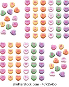 A variety of conversation hearts. Some naughty, some nice.