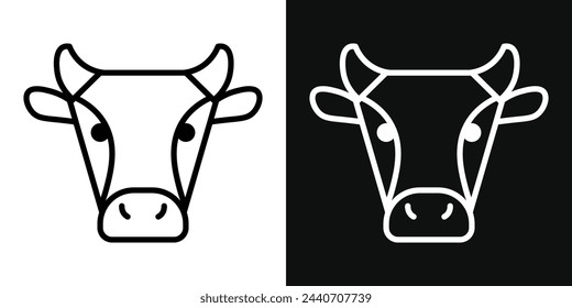 Variety of Cow and Bull Icons. Farming Livestock and Agricultural Animal Symbols