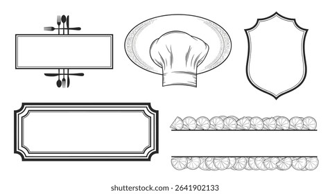 Variety of Culinary Decoration Elements Hand Drawn Vector Illustrations