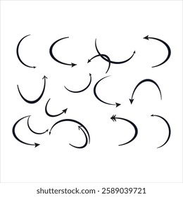 Variety of Curved Arrows Directional Design Elements