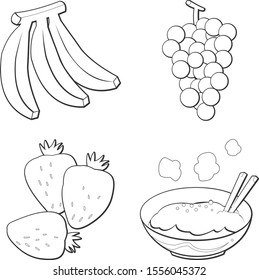 A variety of cute foods on a white background