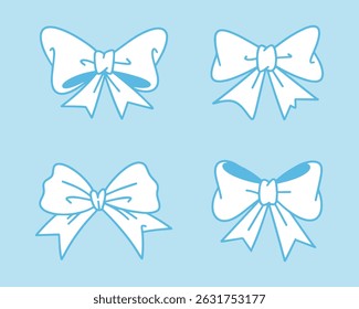 A variety of decorative ribbons designed for simple crafts and gift wrapping on a plain background.