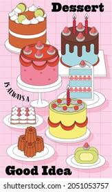 variety of desserts vector, illustration, dessert is always a good idea design template