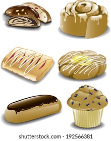 Variety of different breakfast pastries.