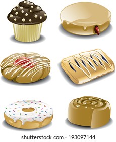 Variety of different breakfast pastries.