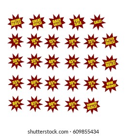 A variety of different sales texts with a star icon in vector format
