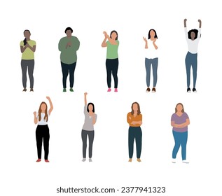 variety of different women isolated