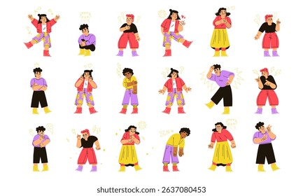 A Variety of Diverse Animated Characters Brilliantly Expressing Different Emotions and Actions