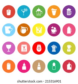 Variety drink flat icons on white background, stock vector