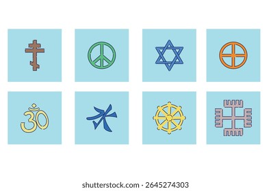 A Variety of Eclectic Religious Symbols that Represent Different Spiritual Beliefs and Practices