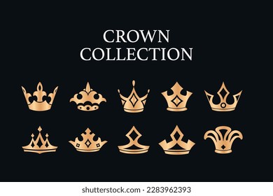a variety of elegant gold crowns, can be used as a logo or icon