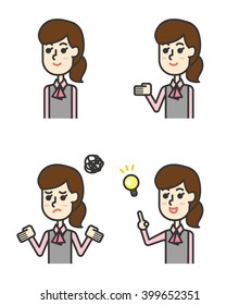 A variety of facial expressions set of woman