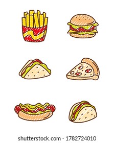 Variety of Fast Food set
