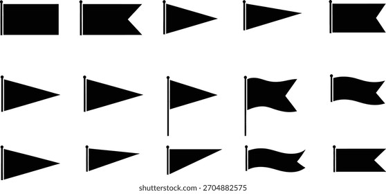 Variety of Flag Silhouettes on White Background for Graphic Design Resources