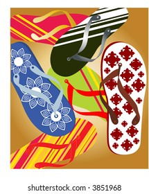 variety of flipflops background vector