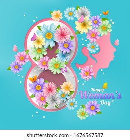 A variety of flowers are beautifully arranged, flowers on head, With the concept of women, vector illustation and design.