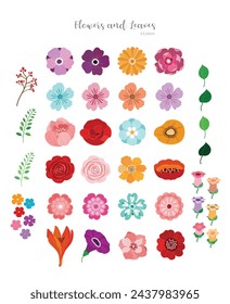 Eine Vielzahl von Blumen, Pflanzenelemente