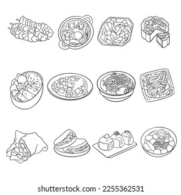 a variety of food vector illustration Including barbecue, sushi, moon cakes, pasta and many more, suitable for restaurant menus.