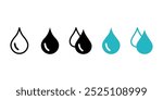 Variety of four humidity icons in outline and solid styles for design use.contexts such as weather apps, environmental graphics, or design projects