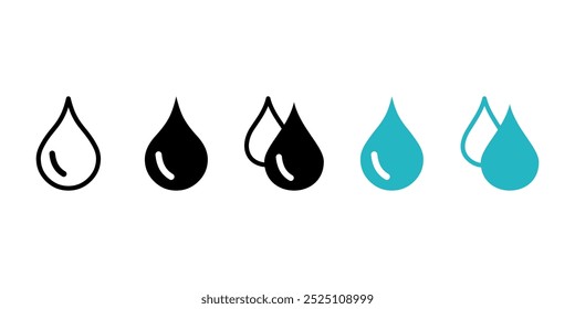 Variety of four humidity icons in outline and solid styles for design use.contexts such as weather apps, environmental graphics, or design projects