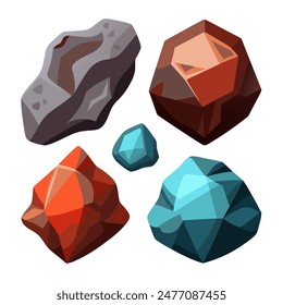 Una variedad de cuatro tipos de rocas mostradas sobre un fondo blanco