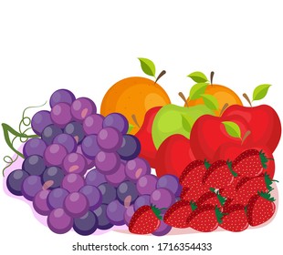 A variety of fresh exotic fruits, healthy to eat and good for the body. vector illustration of fruits