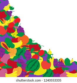 
A variety of fruit combinations such as watermelon, banana, strawberry, apple, white background.