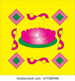 A variety of geometric patterns isolated yellow background.