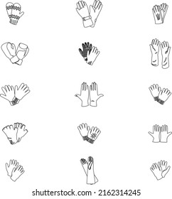 Variety of Gloves outline collections icon set