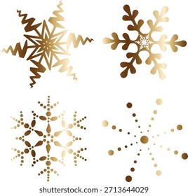 Variedade de flocos de neve de gradiente dourado