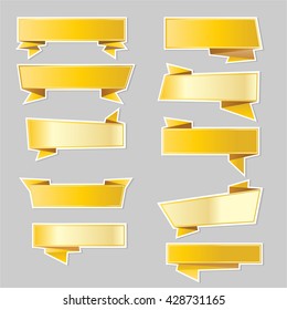Variety of gold ribbons banners