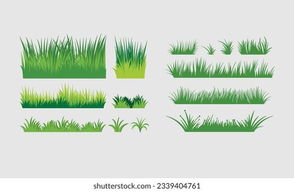 variety of green grass borders, different green grass pattern, green grass icon, assortment grass borders 