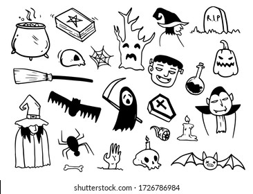 Variety of Halloween cartoons set