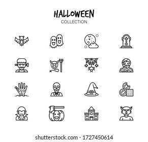 Variety of Halloween icons set
