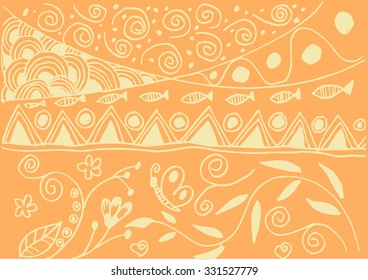 Variety of hand drawn floral doodles 
