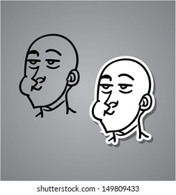 A variety of hand-drawn male faces - chewing