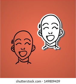 A variety of hand-drawn male faces - nervous