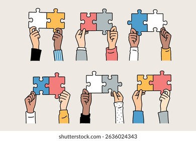 A Variety of Hands Skillfully Holding Different Puzzle Pieces for Meaningful Collaboration