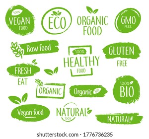 Variety of healthy food emblems